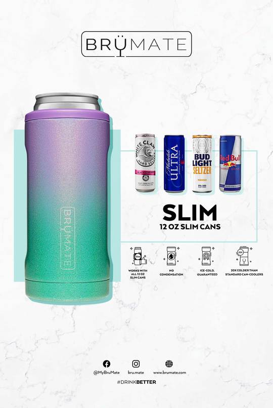 BruMate Slim Matte Grey Can Coozie